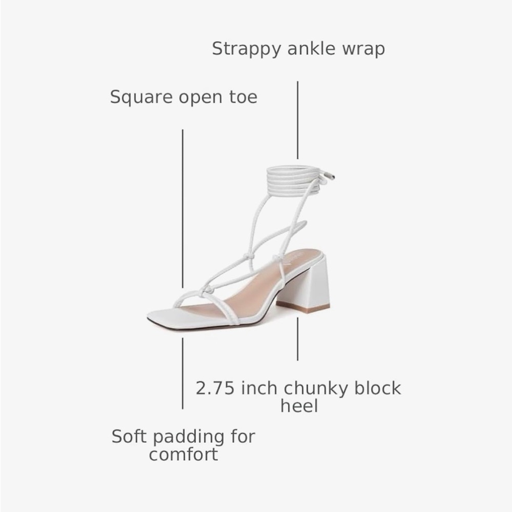 White Lace Up Heels - Picture 5 of 9